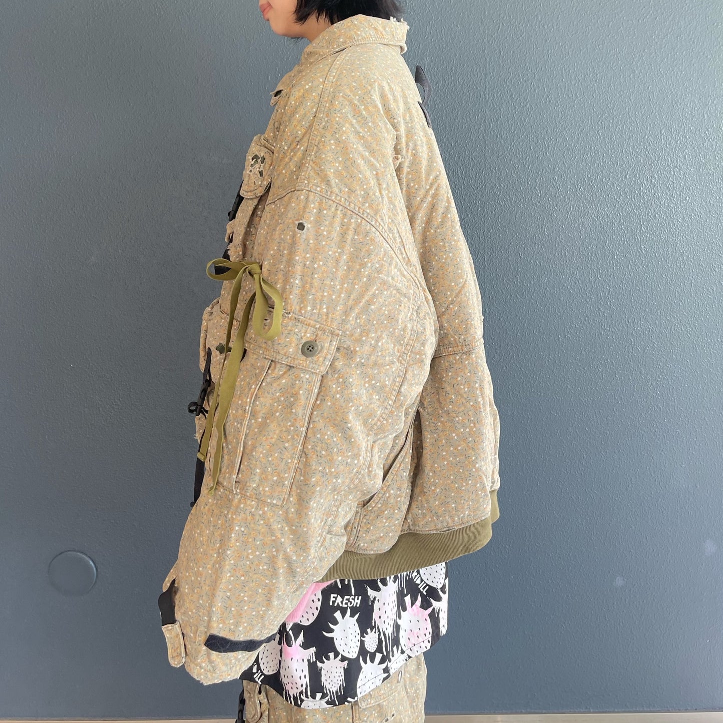 DESTROY BONDING UTILITY JACKET / KHAKI FLORAL / デストロイボンディングジャケット