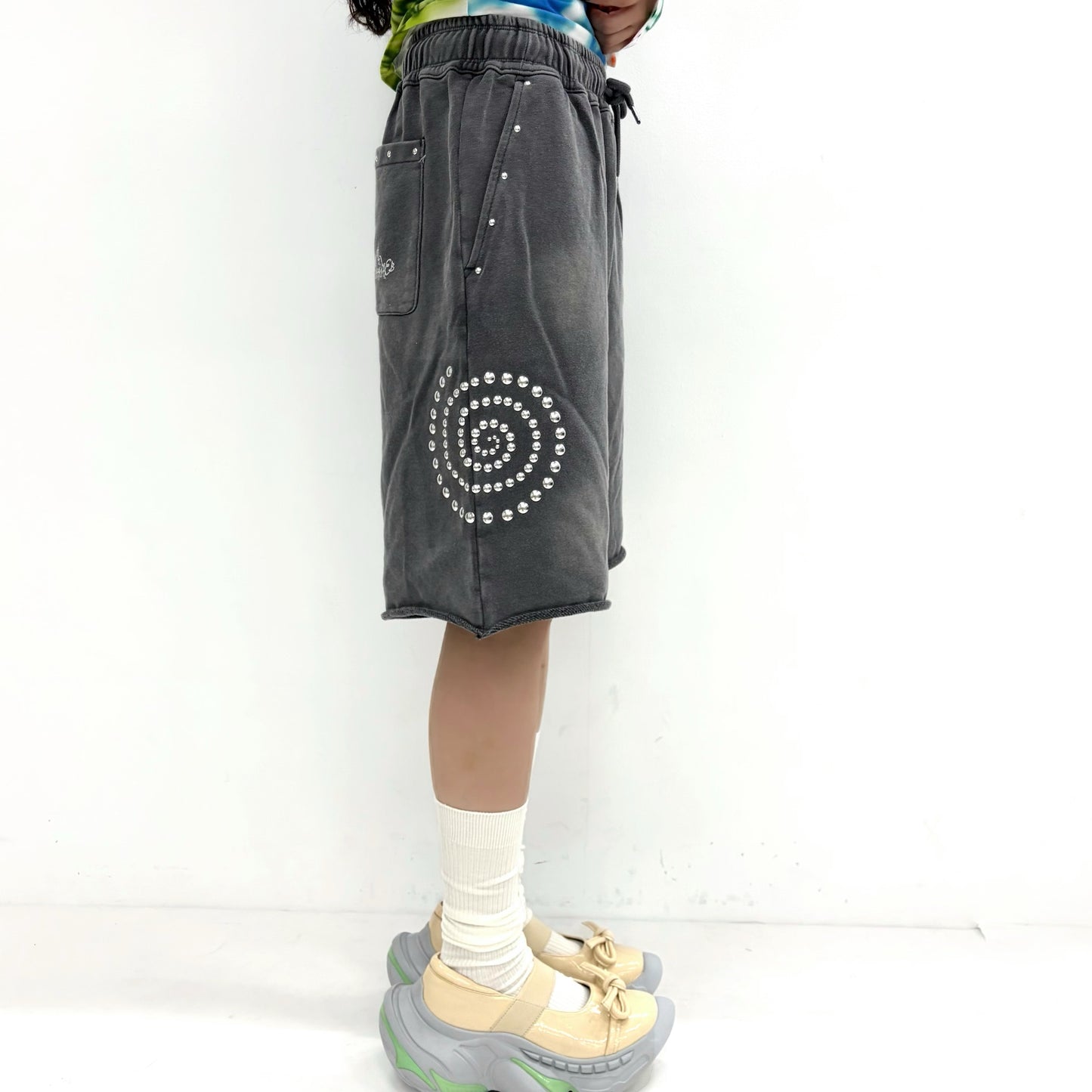Washed Hotfix Shorts / Charcoal / ウォッシュ加工ハーフパンツ