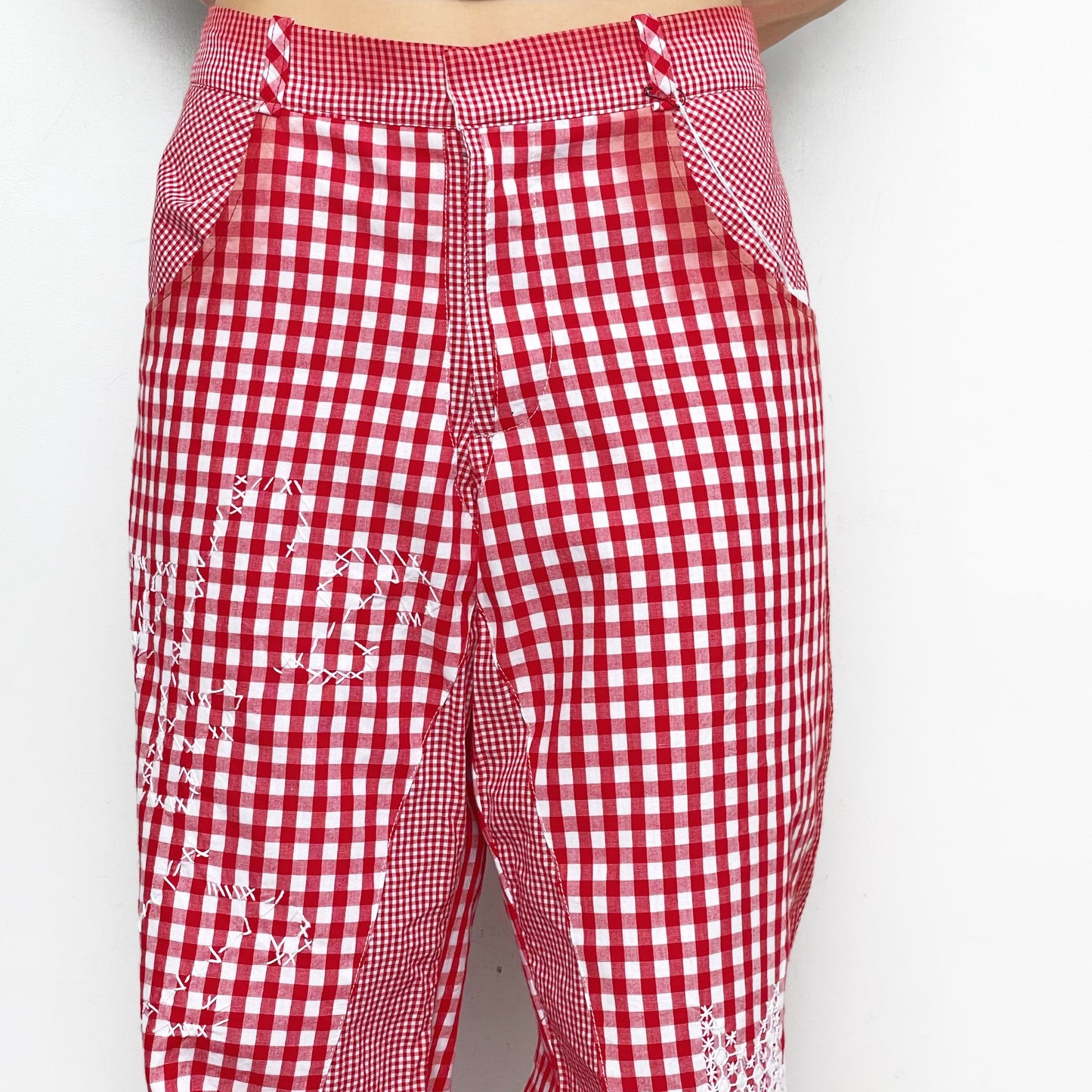gingham patchwork pants / red / ギンガムパッチワークパンツ