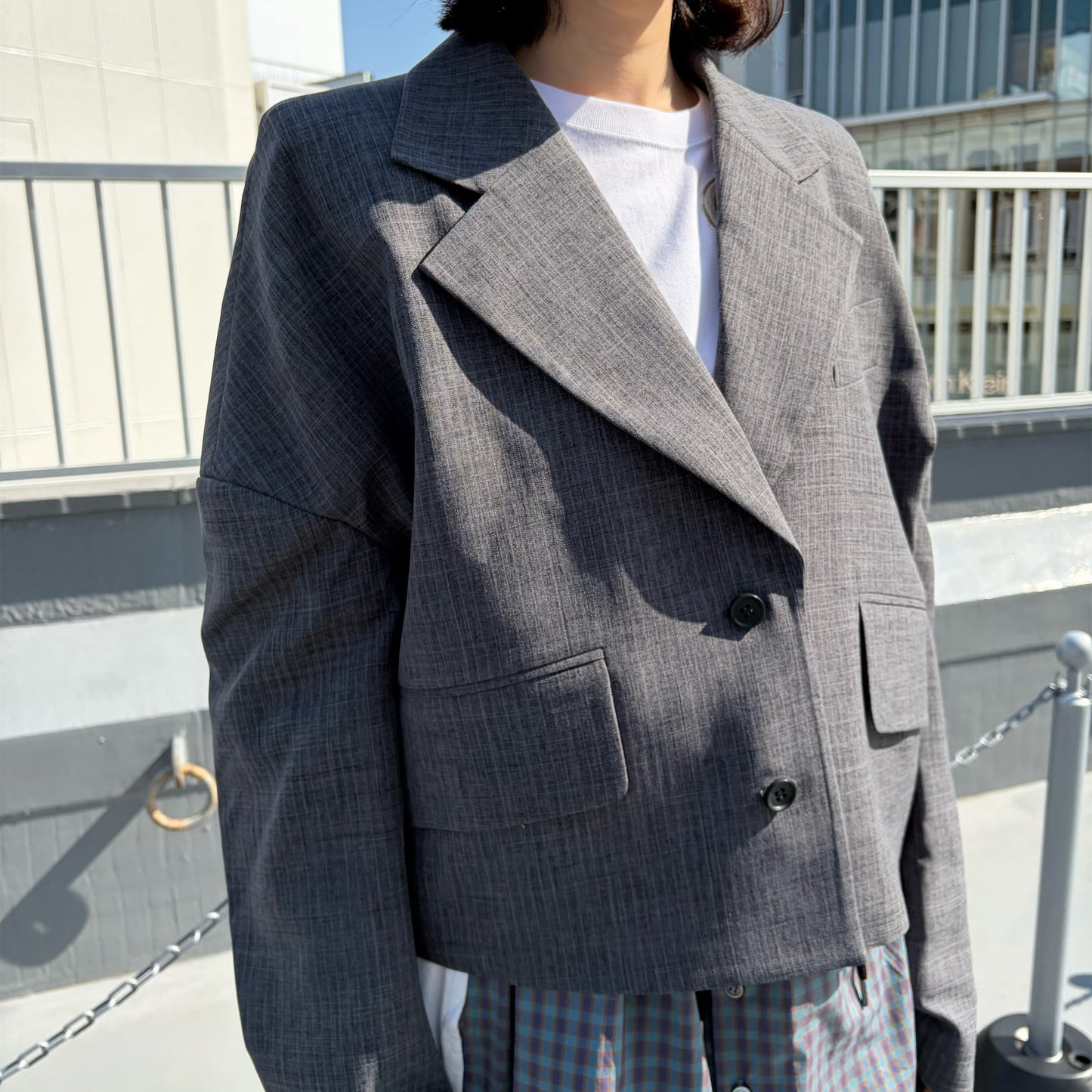 DROP SHOULDER JACKET / GRAY / ドロップショルダージャケット