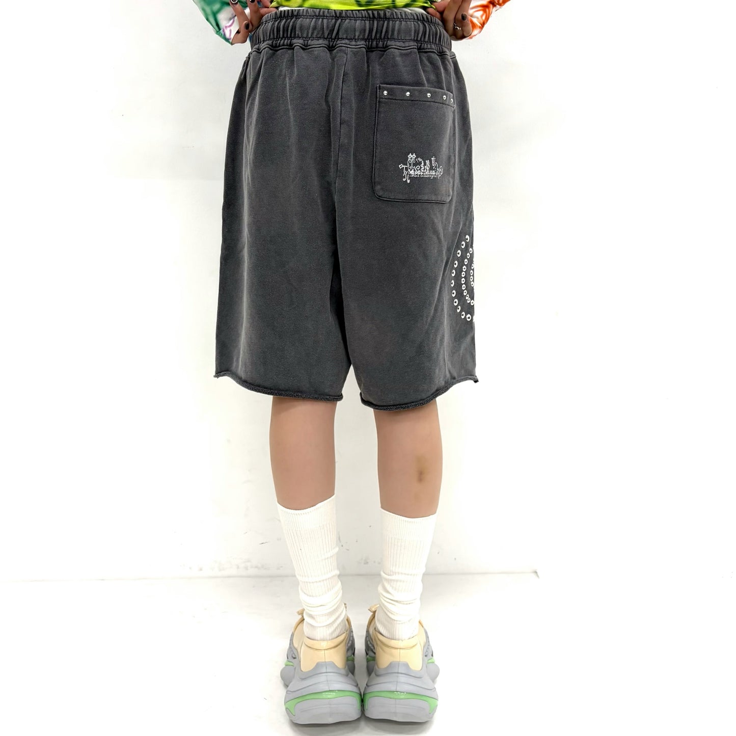 Washed Hotfix Shorts / Charcoal / ウォッシュ加工ハーフパンツ