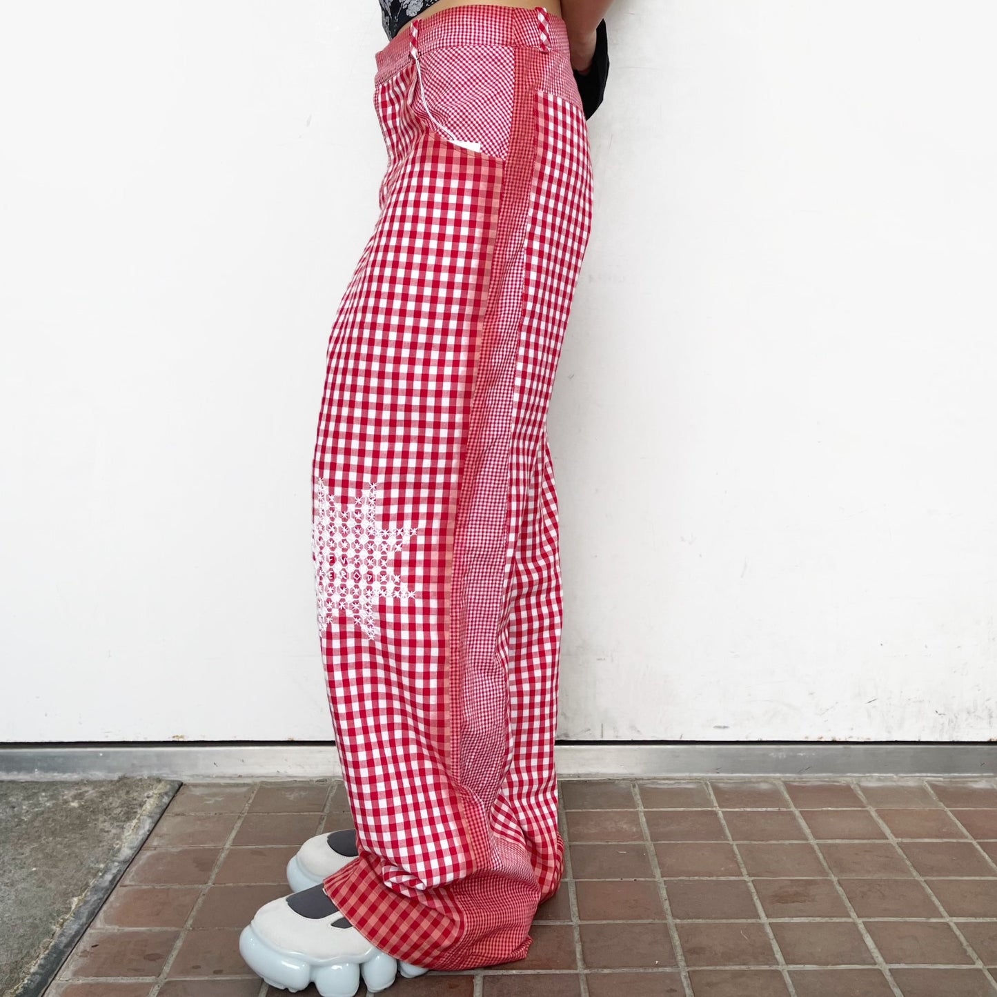 gingham patchwork pants / red / ギンガムパッチワークパンツ