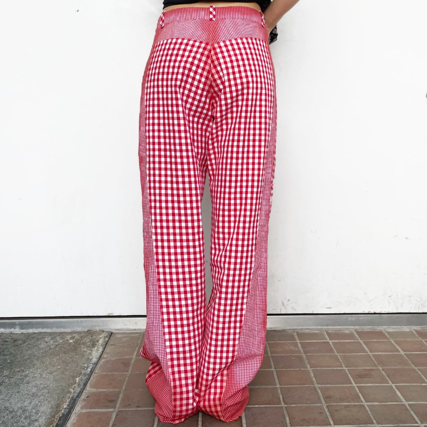 gingham patchwork pants / red / ギンガムパッチワークパンツ