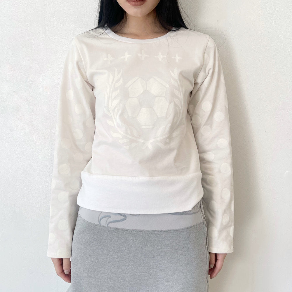 ball emblem print long sleeve top / white / ボールエンブレムプリントロングスリーブトップ