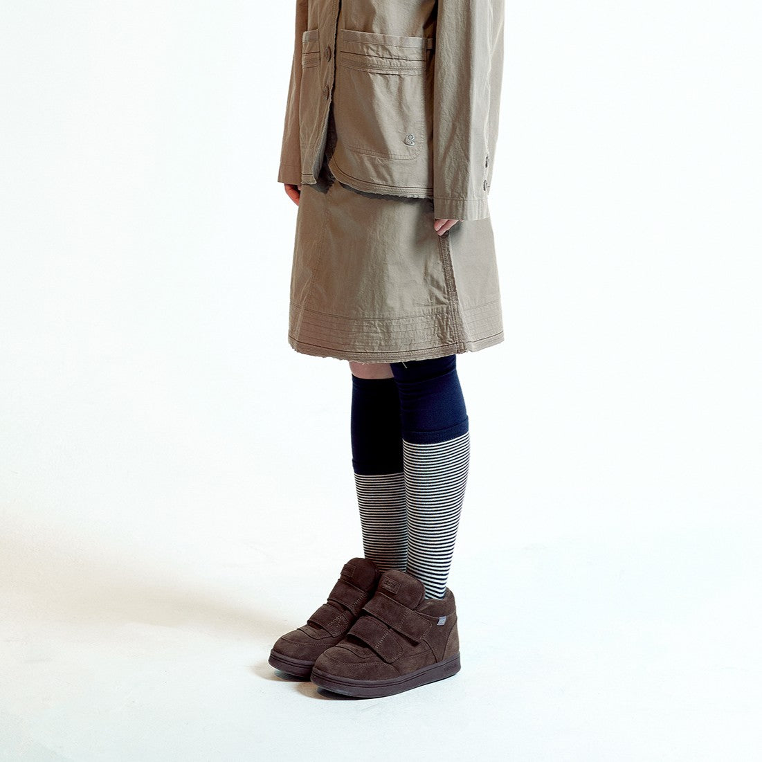 RAW EDGE COTTON SKIRT / ASH BROWN / 切りっぱなしスカート
