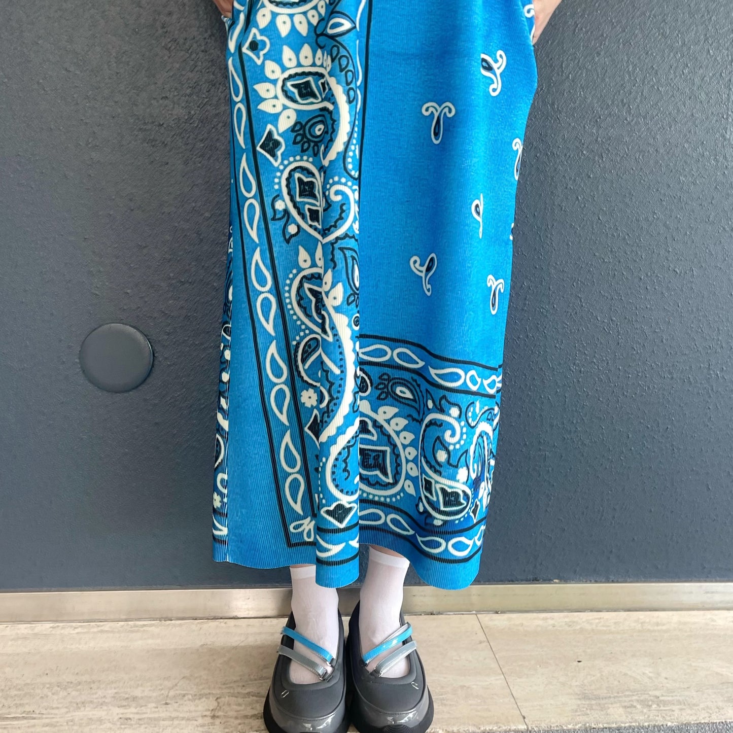 PRINT RIB NO SLEEVE ONE-PIECE / BANDANA / プリントリブノースリーブワンピース