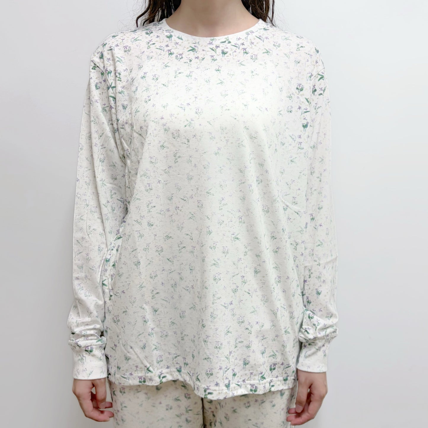 fading flower top / white / フェイディングフラワーロングスリーブトップ