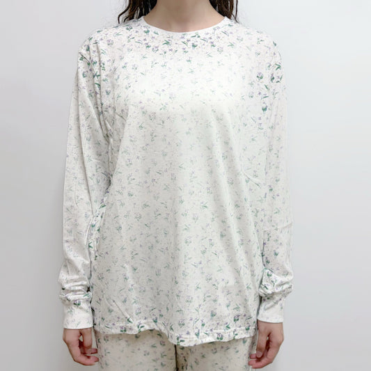 fading flower top / white / フェイディングフラワーロングスリーブトップ