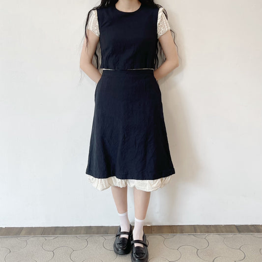 linen one piece / navy / リネンウールワンピース