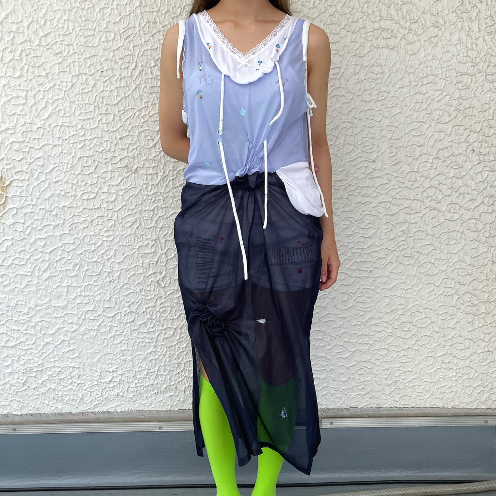 cry forever / white×light blue×navy / ノースリーブワンピース