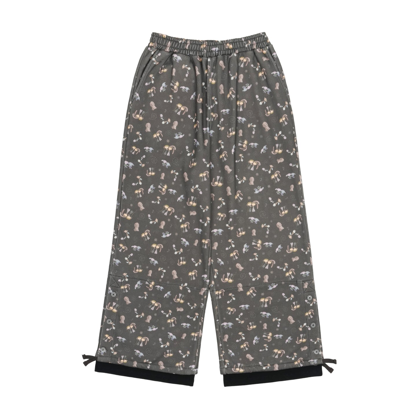 TEJI PATTERN SIDE BUTTON SWEAT PANTS / CHARCOAL / グラフィックプリントスウェット