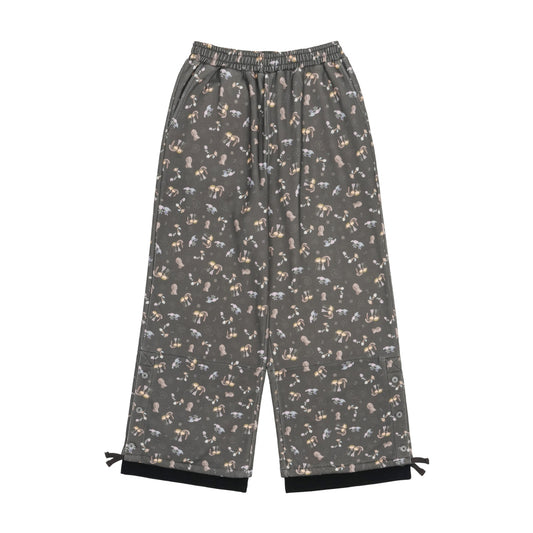 TEJI PATTERN SIDE BUTTON SWEAT PANTS / CHARCOAL / グラフィックプリントスウェット