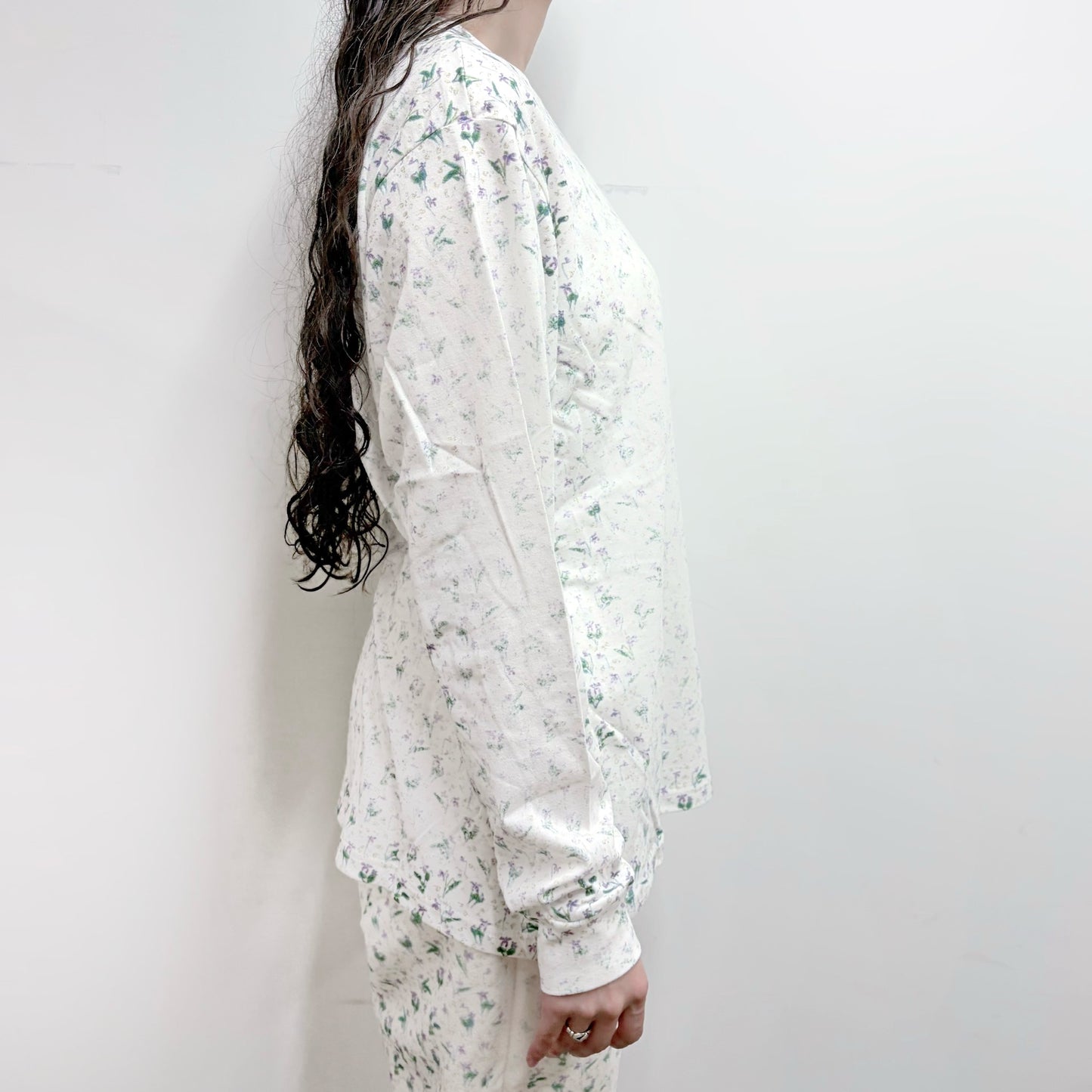 fading flower top / white / フェイディングフラワーロングスリーブトップ