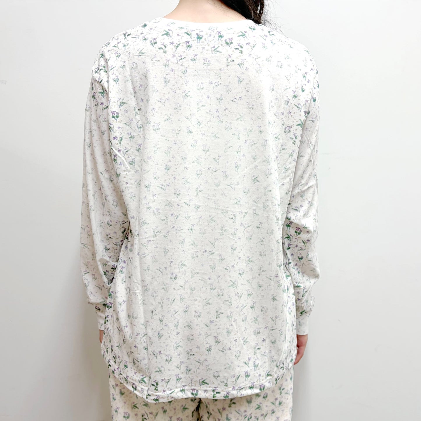 fading flower top / white / フェイディングフラワーロングスリーブトップ