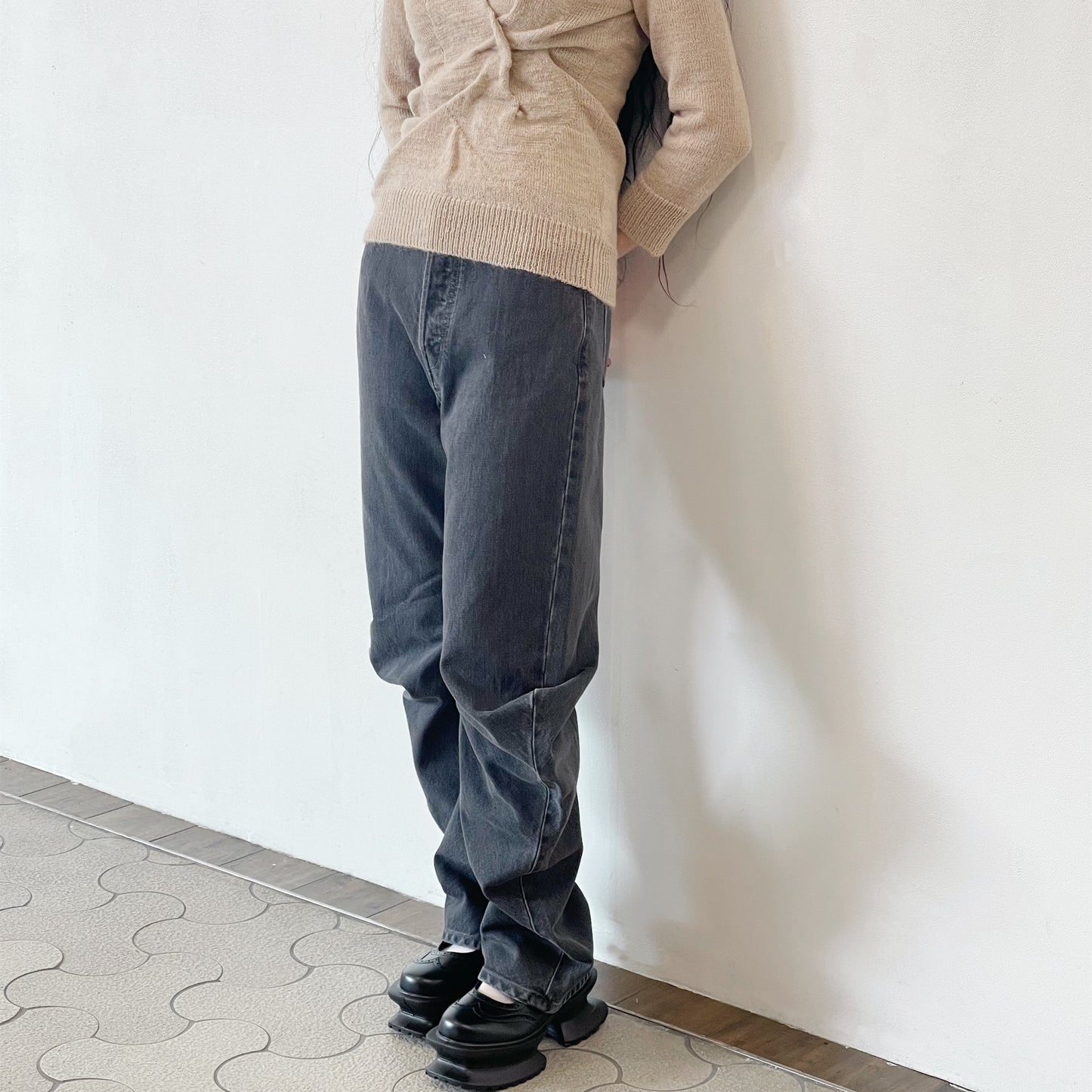 silhouette denim / black / シルエットデニム