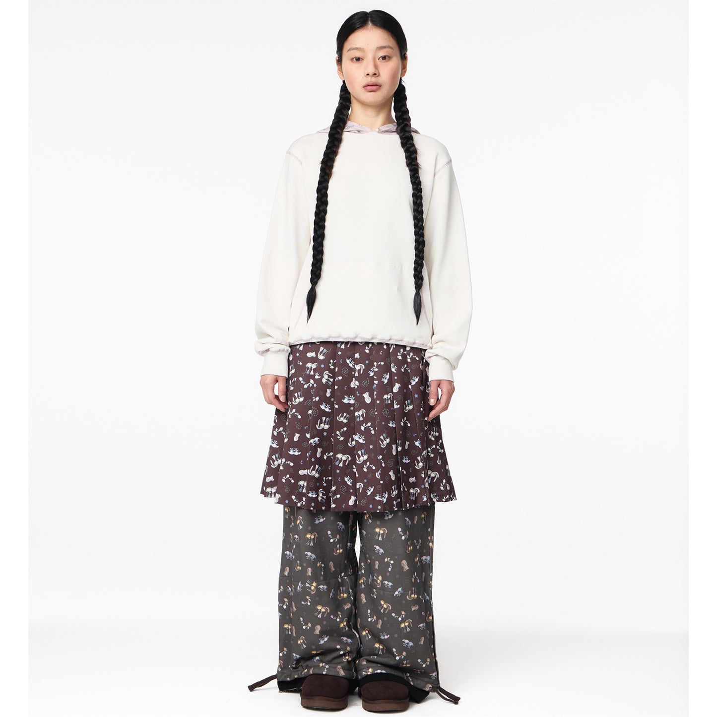 TEJI PATTERN SIDE BUTTON SWEAT PANTS / CHARCOAL / グラフィックプリントスウェット