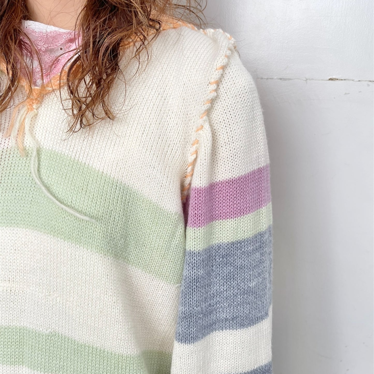 knit sailor jumper / Cream mix / ニットセーラートップ