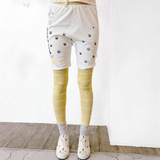 散歩 pants / yellow,white / レイヤードパンツ