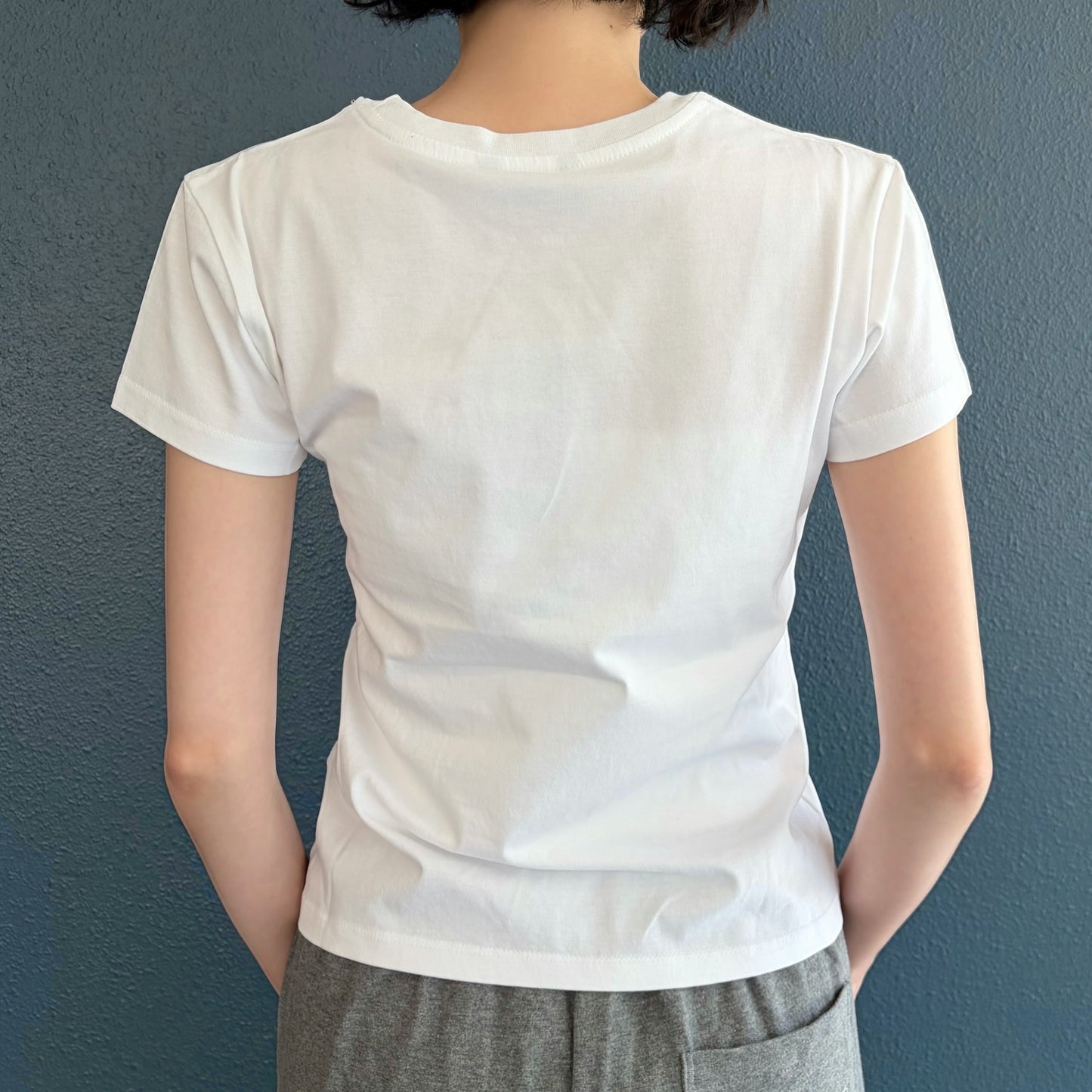 Glittered Spiral Ruched Top / White / グラフィックプリントTシャツ