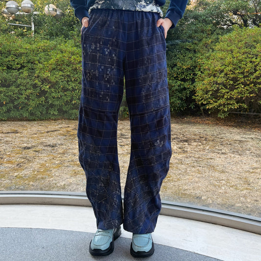 curve plaid pattern lounge pants / house and shine hand print / カーブパンツ