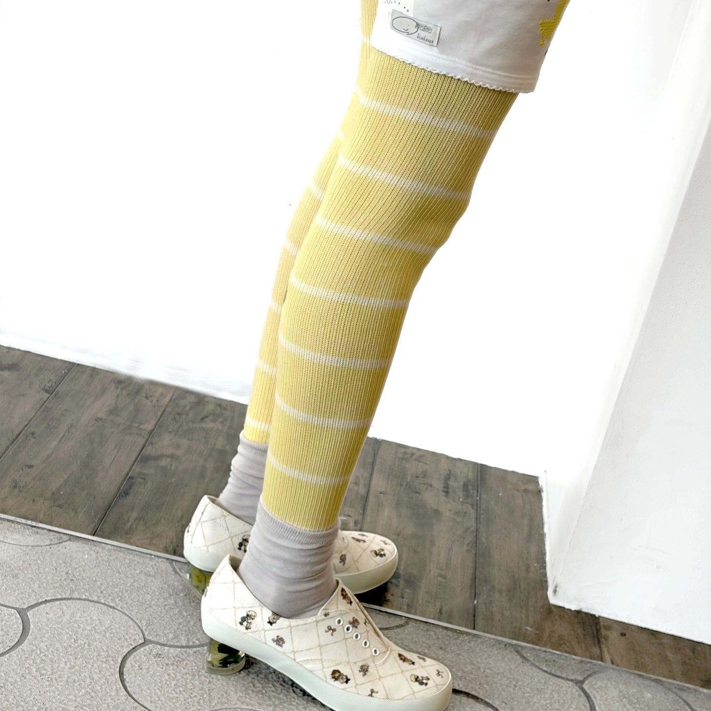 散歩 pants / yellow,white / レイヤードパンツ