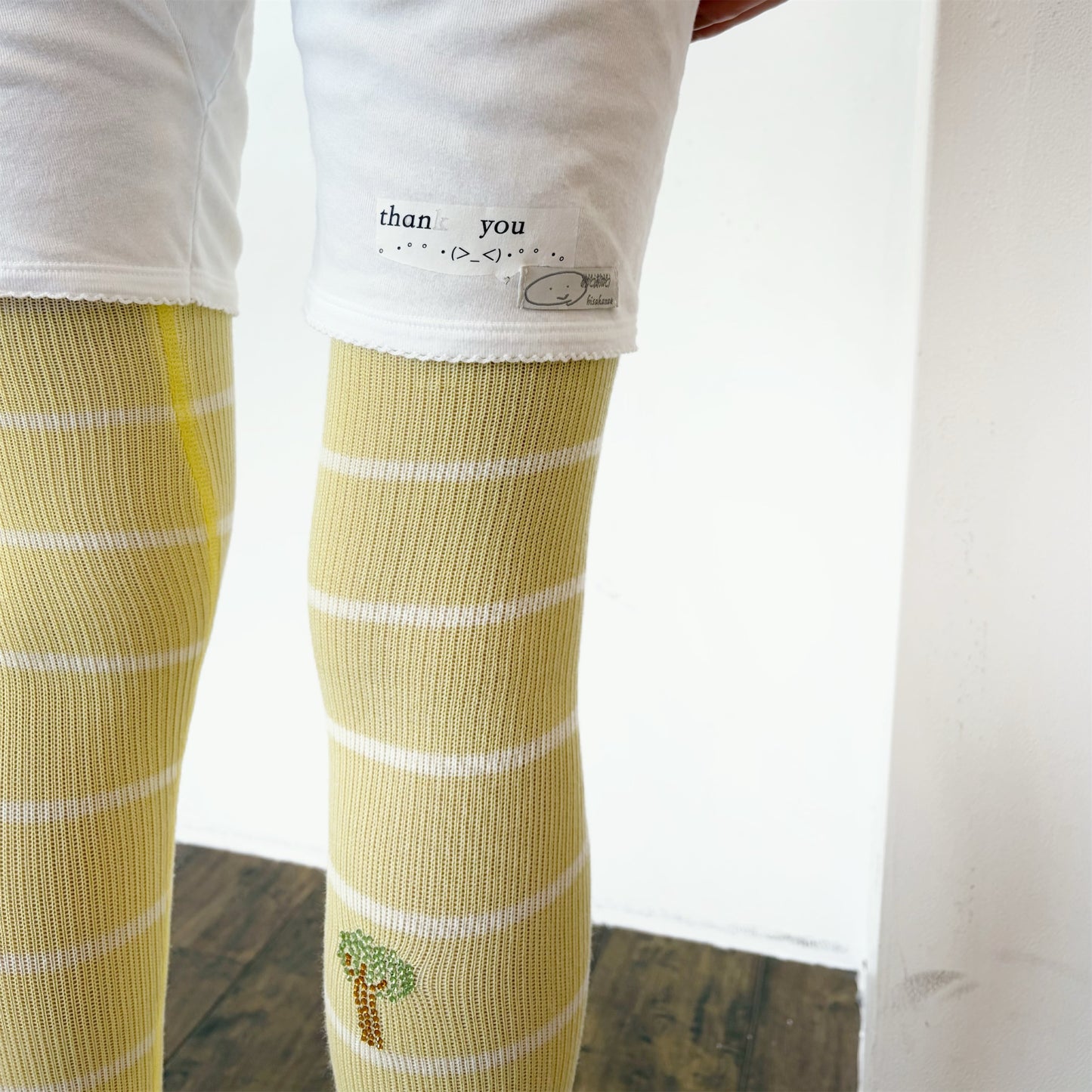 散歩 pants / yellow,white / レイヤードパンツ