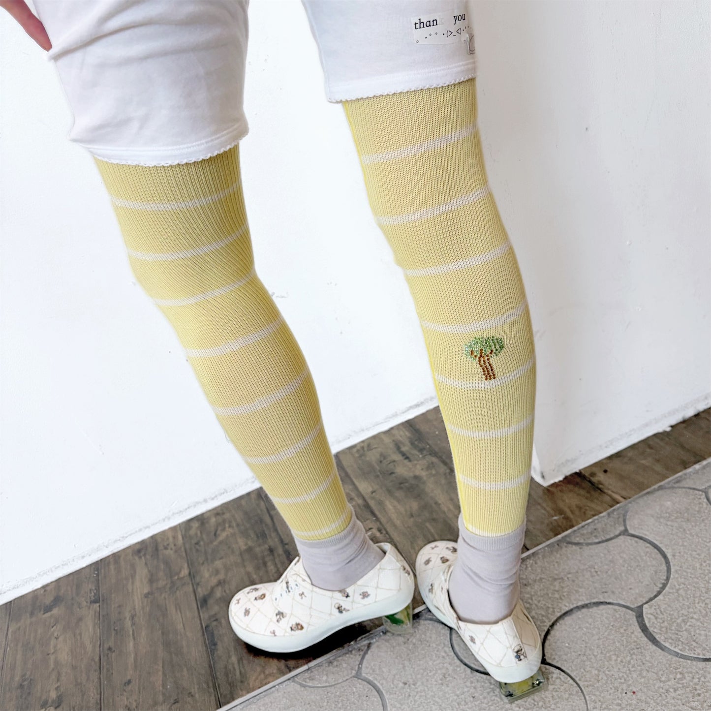 散歩 pants / yellow,white / レイヤードパンツ