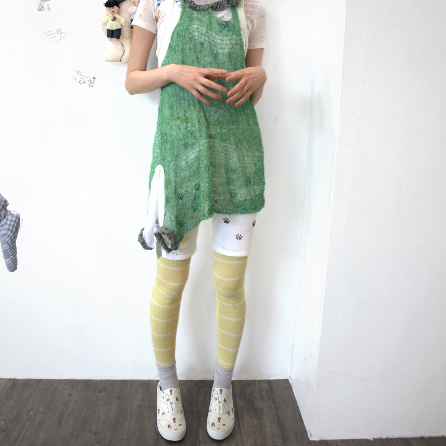 散歩 pants / yellow,white / レイヤードパンツ