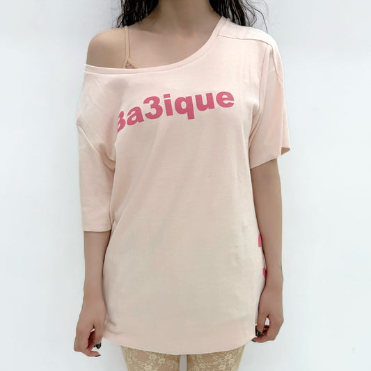 [fe.3] loose logo t-shirt / peach / ルーズロゴTシャツ