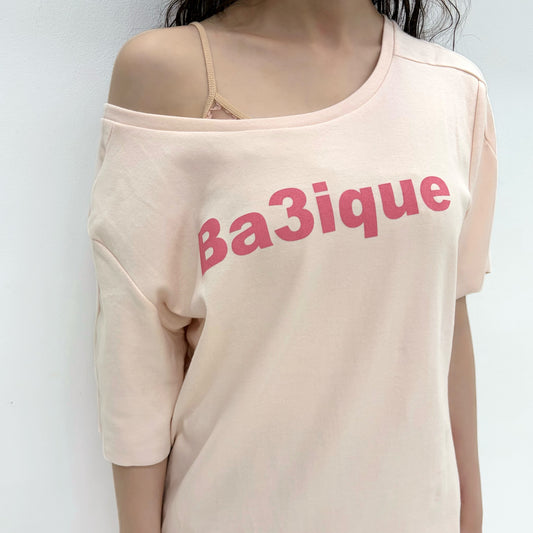 [fe.3] loose logo t-shirt / peach / ルーズロゴTシャツ