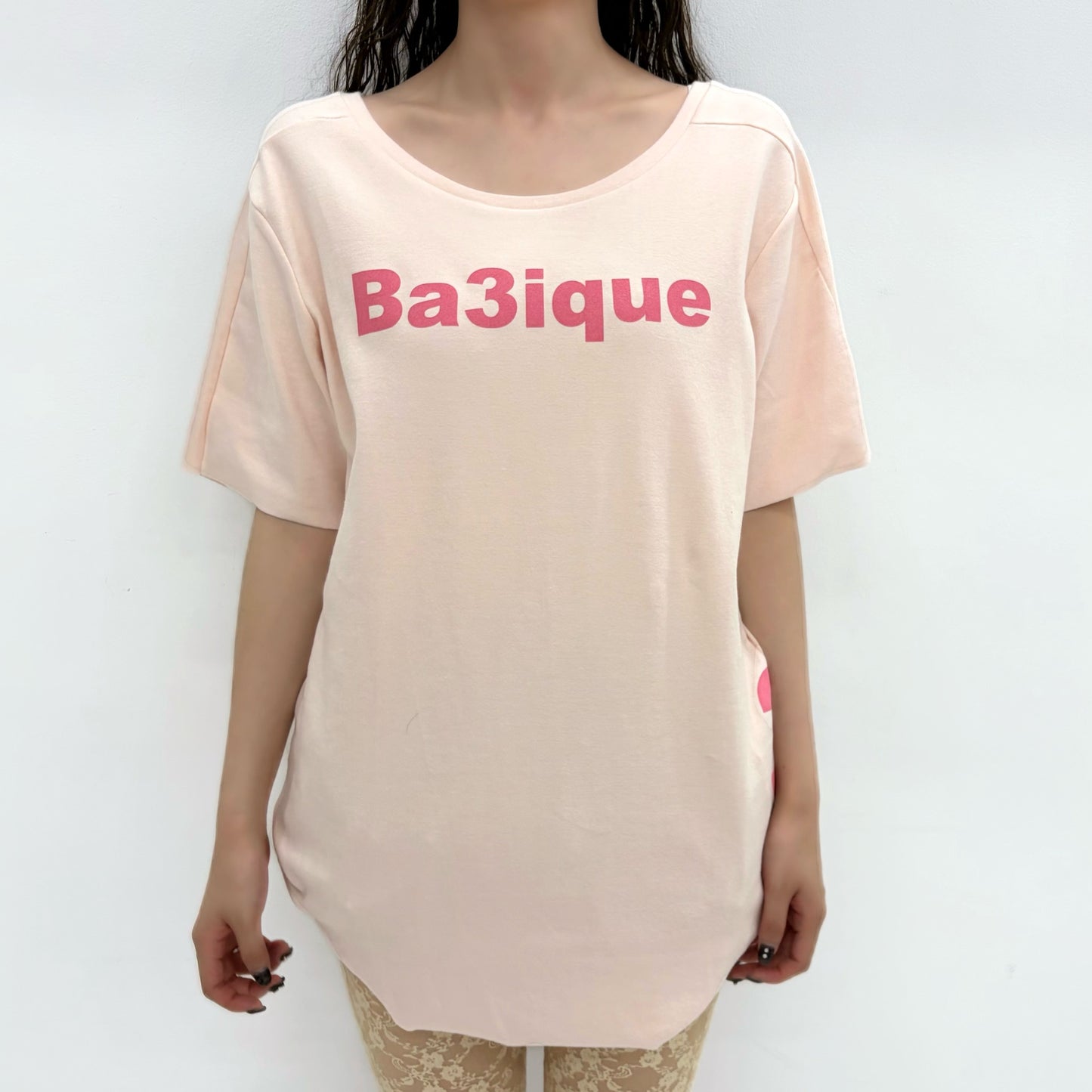 [fe.3] loose logo t-shirt / peach / ルーズロゴTシャツ