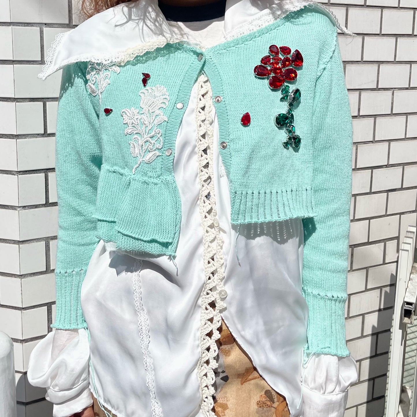 Jewelry cardigan / Mint / ジュエリーカーディガン