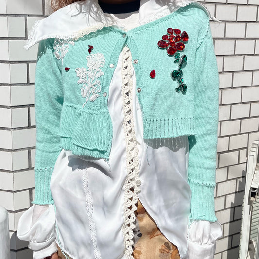 Jewelry cardigan / Mint / ジュエリーカーディガン