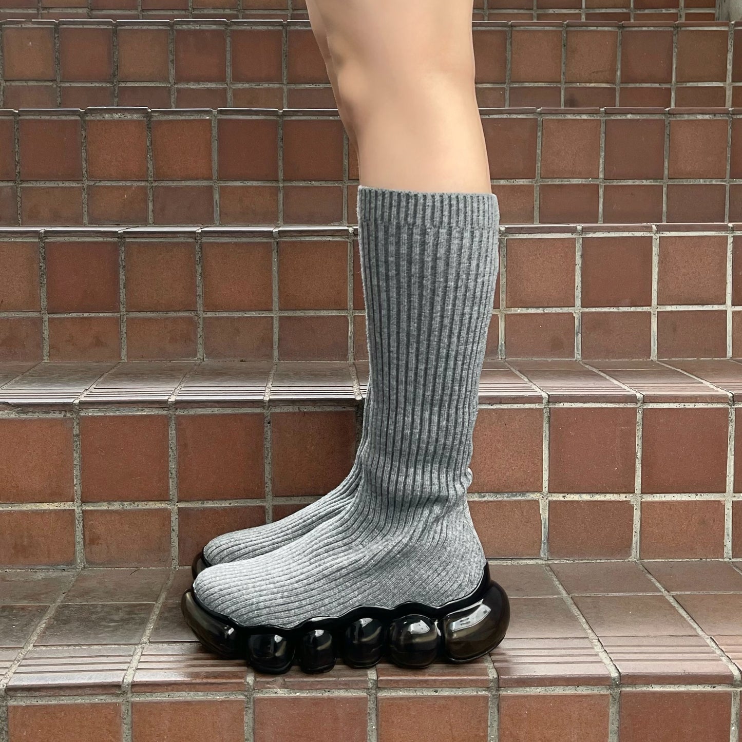 JEWELRY SOCKS / GRAY / ハイソックスシューズ