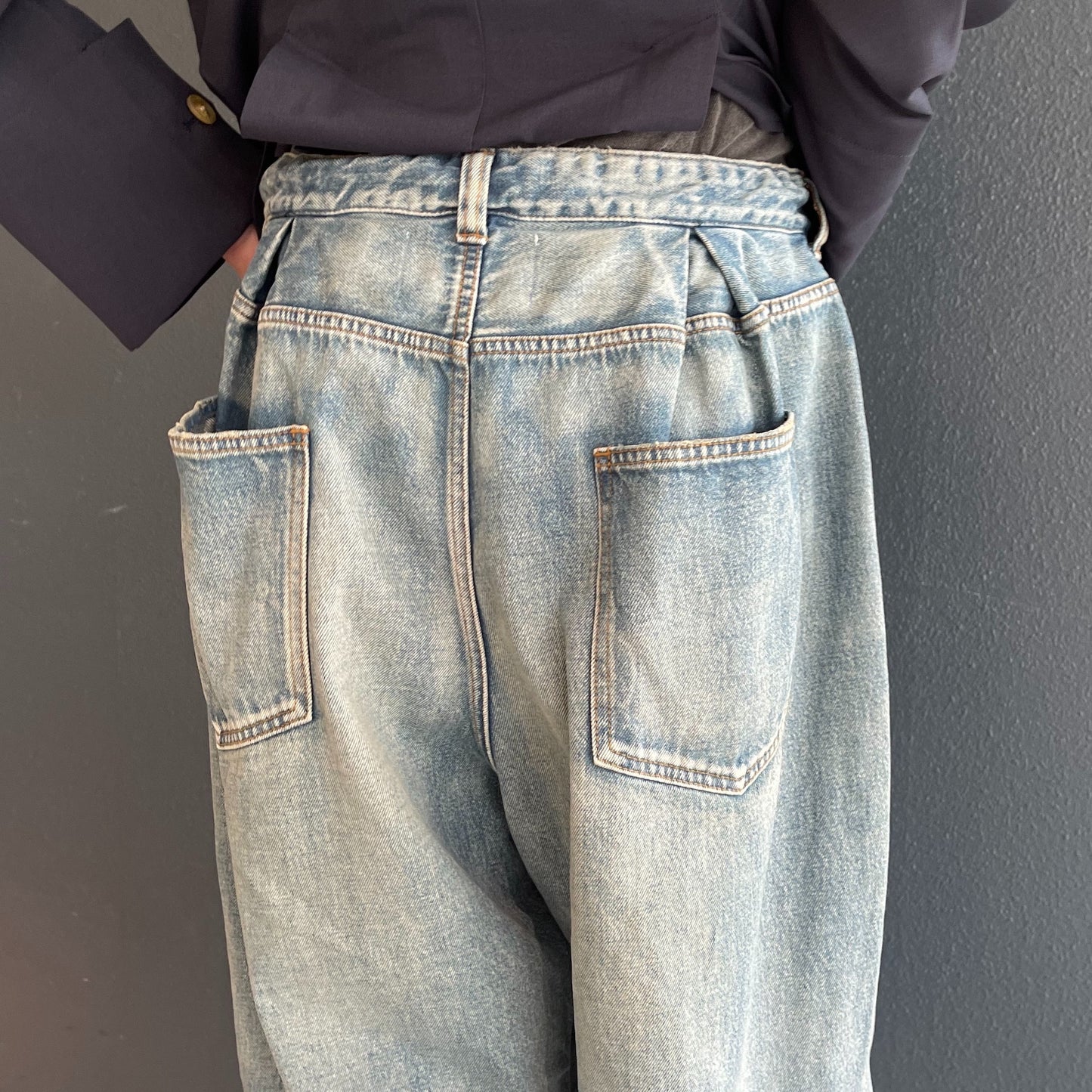 TUCKED BAGGY DENIM / BLUE / タックバギーデニム