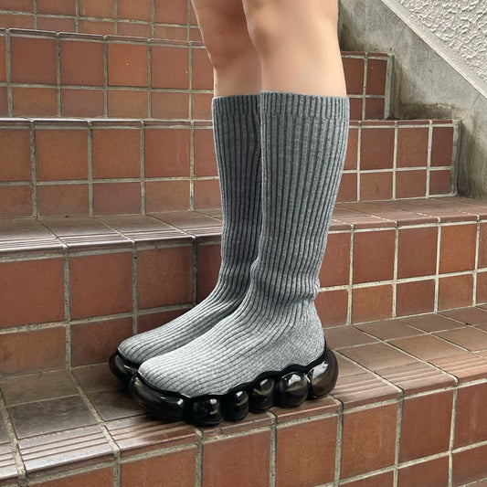 JEWELRY SOCKS / GRAY / ハイソックスシューズ