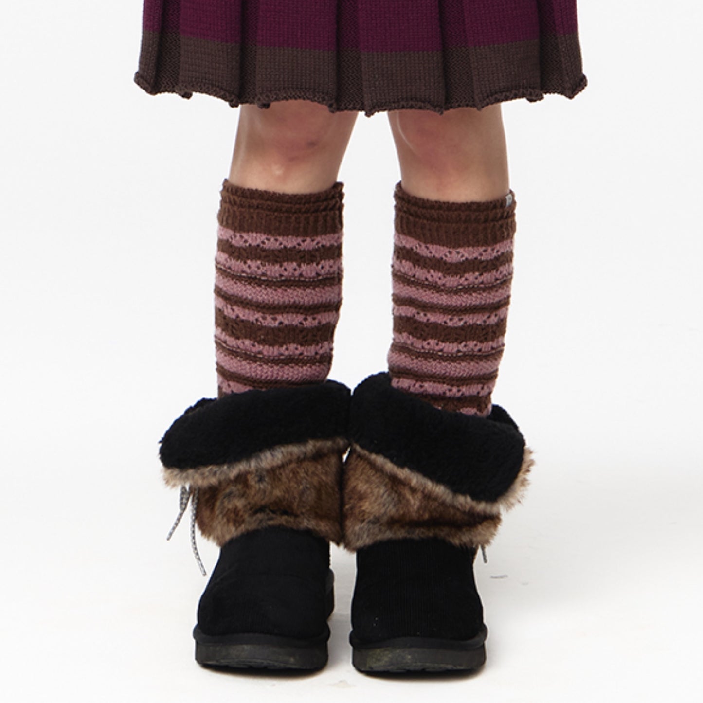 STRIPED MORI KNEE SOCKS / BROWN / ストライプソックス