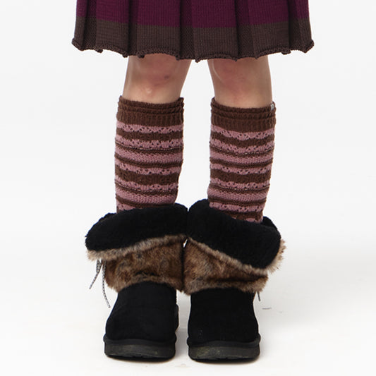 STRIPED MORI KNEE SOCKS / BROWN / ストライプソックス