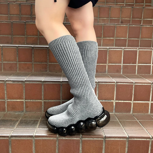 JEWELRY SOCKS / GRAY / ハイソックスシューズ