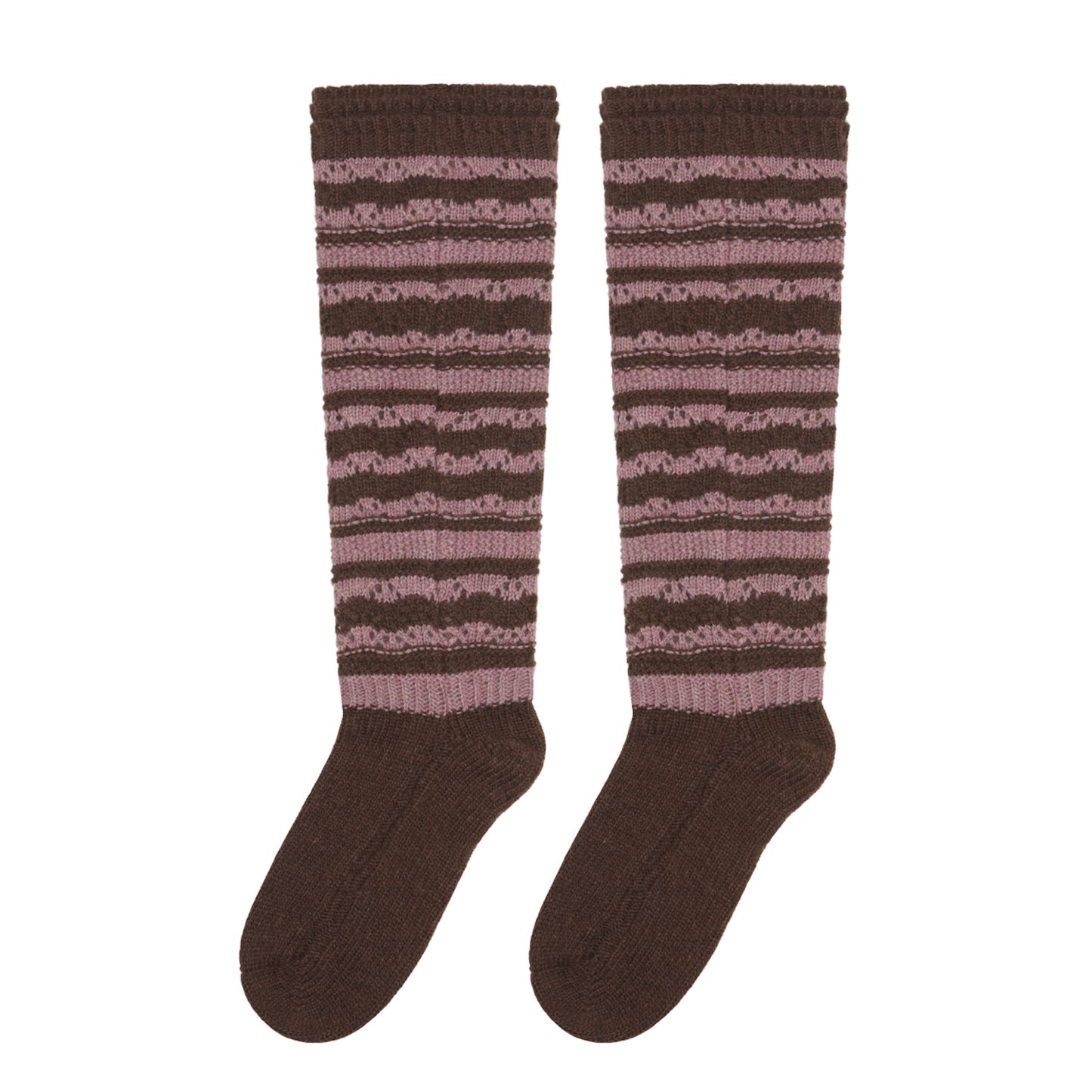 STRIPED MORI KNEE SOCKS / BROWN / ストライプソックス