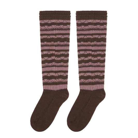 STRIPED MORI KNEE SOCKS / BROWN / ストライプソックス