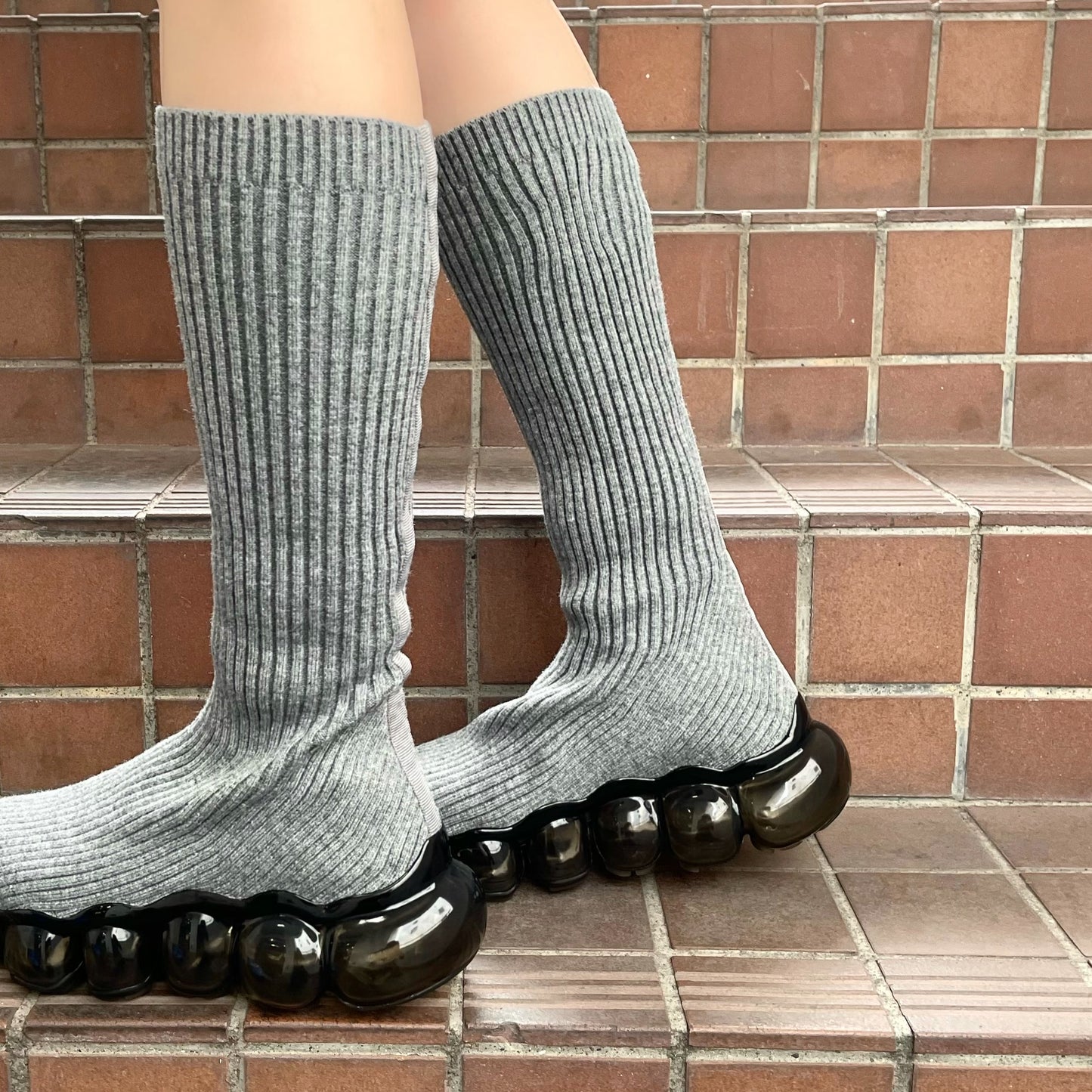 JEWELRY SOCKS / GRAY / ハイソックスシューズ