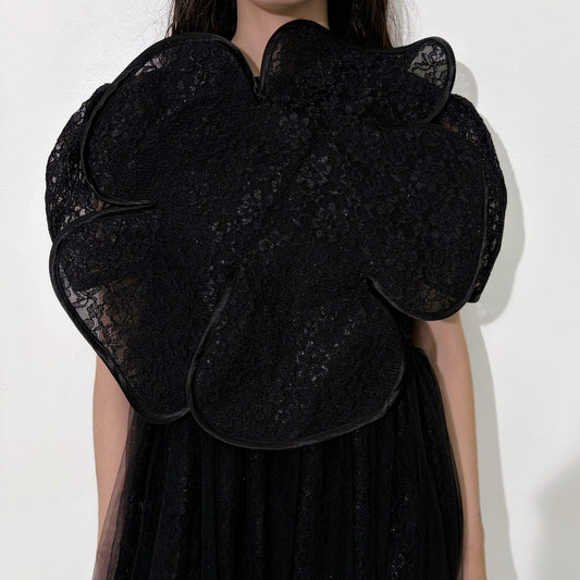 Flower lace top / Black / フラワーレーストップ