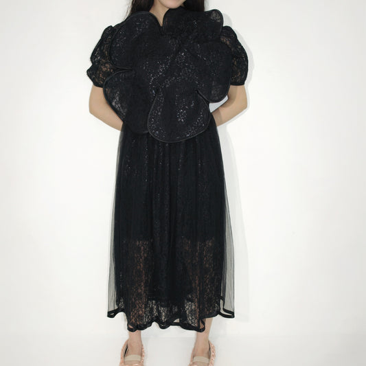 Flower lace top / Black / フラワーレーストップ