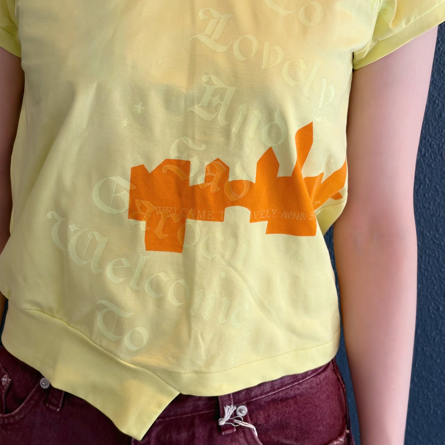 raglan sleeve v neck top / yellow / ラグランスリーブVネックトップ