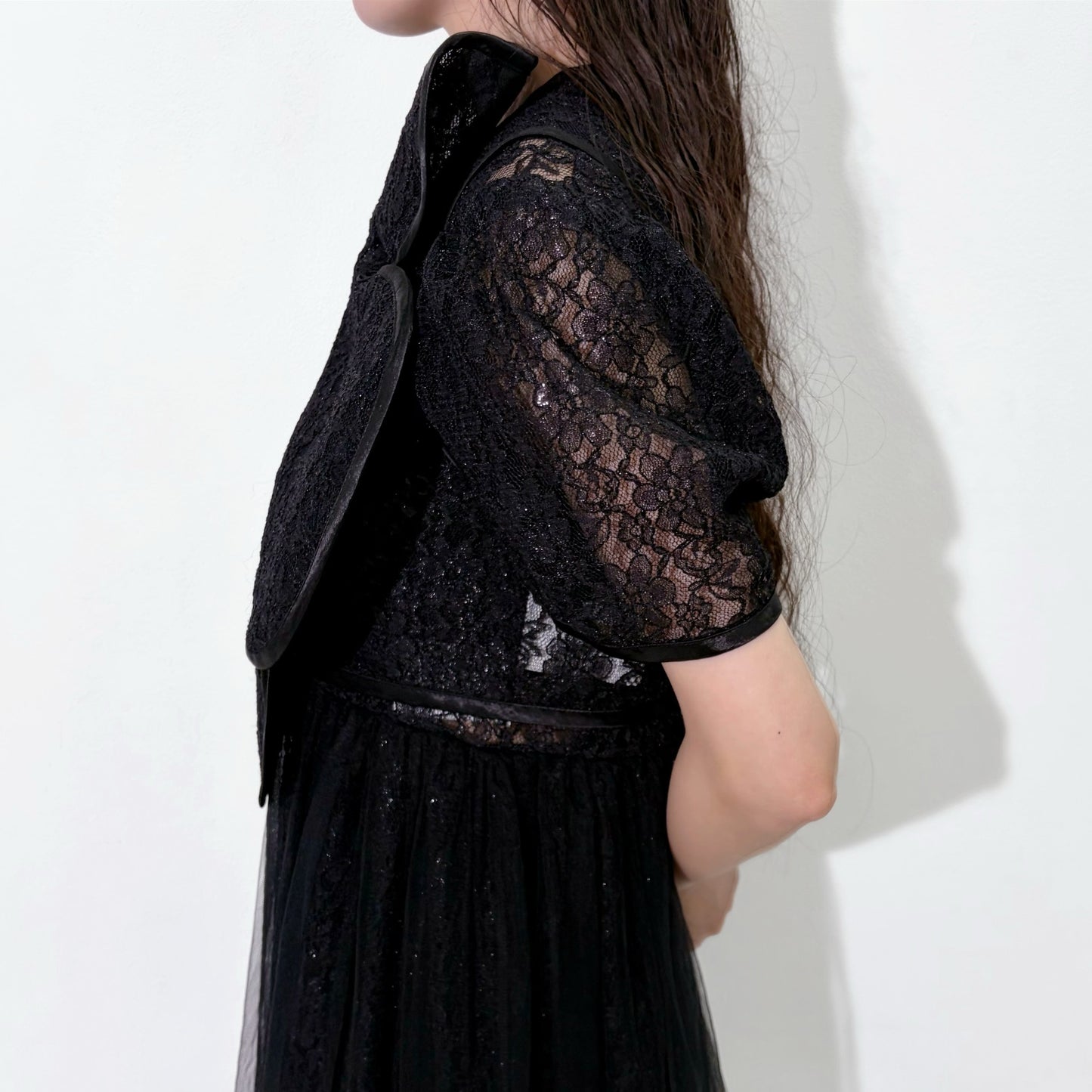 Flower lace top / Black / フラワーレーストップ