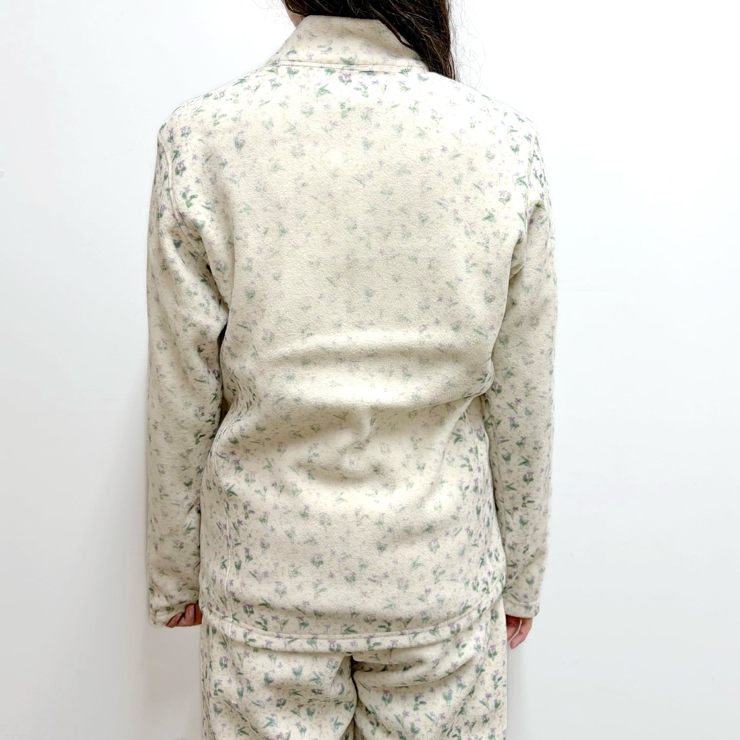 fading flower fleece jacket / white / フェイディングフラワーフリースジャケット
