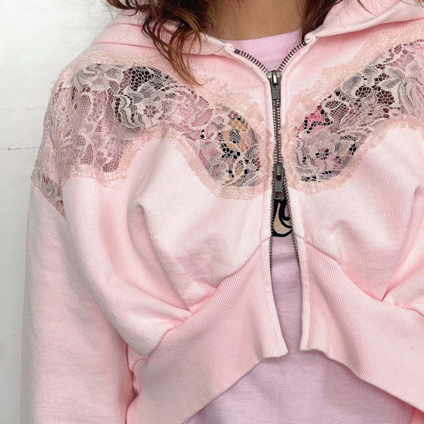 LACE PARKER / PINK / レースフーディー
