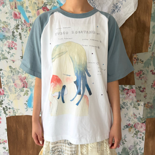 Megumi Okubo raglanTshirts / blue / Sサイズ / 大久保惠コラボレーションTシャツ