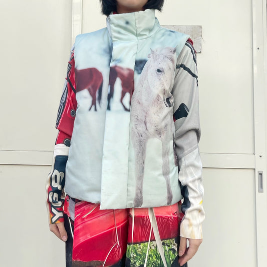 REVERSIBLE PADDING VEST / SNOW x RED / リバーシブル中綿ベスト